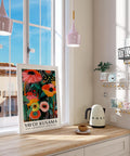 Bright floral wall print for eclectic decor spaces