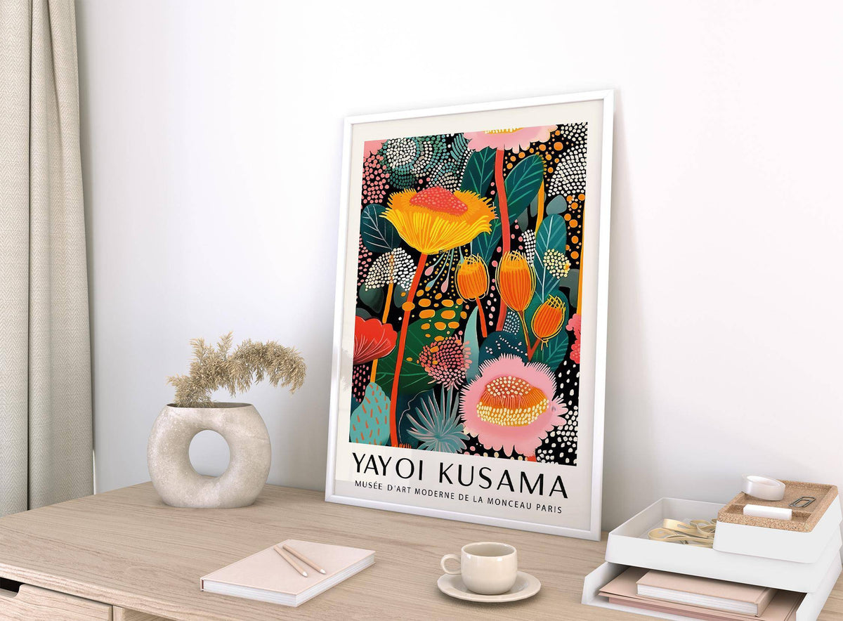 Living room styled with bold floral large wall art modern poster