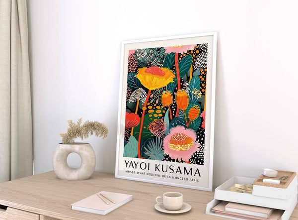 Living room styled with bold floral large wall art modern poster