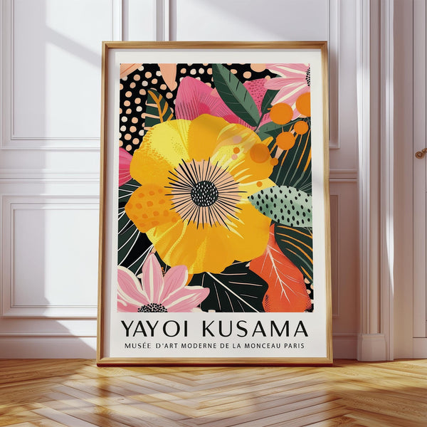 High-contrast yellow flower in premium floral wall prints format
