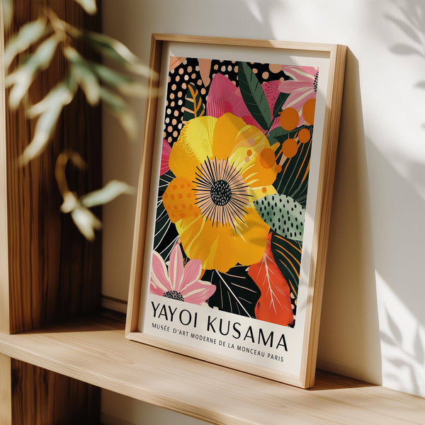 Colorful living room styled with tropical floral wall prints design