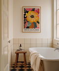 Contemporary flower art print for bathroom wall decor