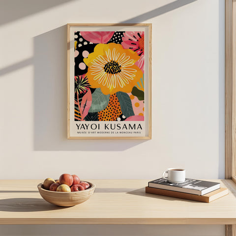 Tropical floral poster with modern artistic patterns