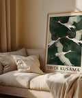 Modern green crane wall art for bedroom.