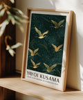 Green and gold bird decor for living room