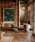 Japandi style wall art featuring Japanese cranes