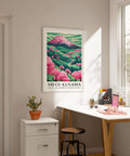 Colorful Mount Fuji art print in Yayoi Kusama&#39;s signature style