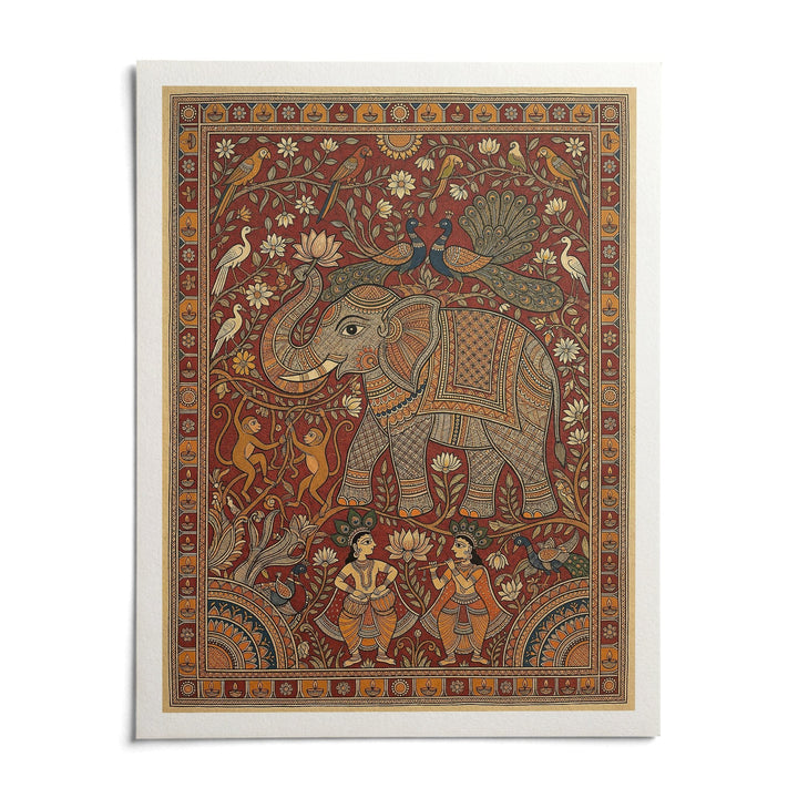 Indian Elephant Art Print, shown as an unframed paper print on a plain white background