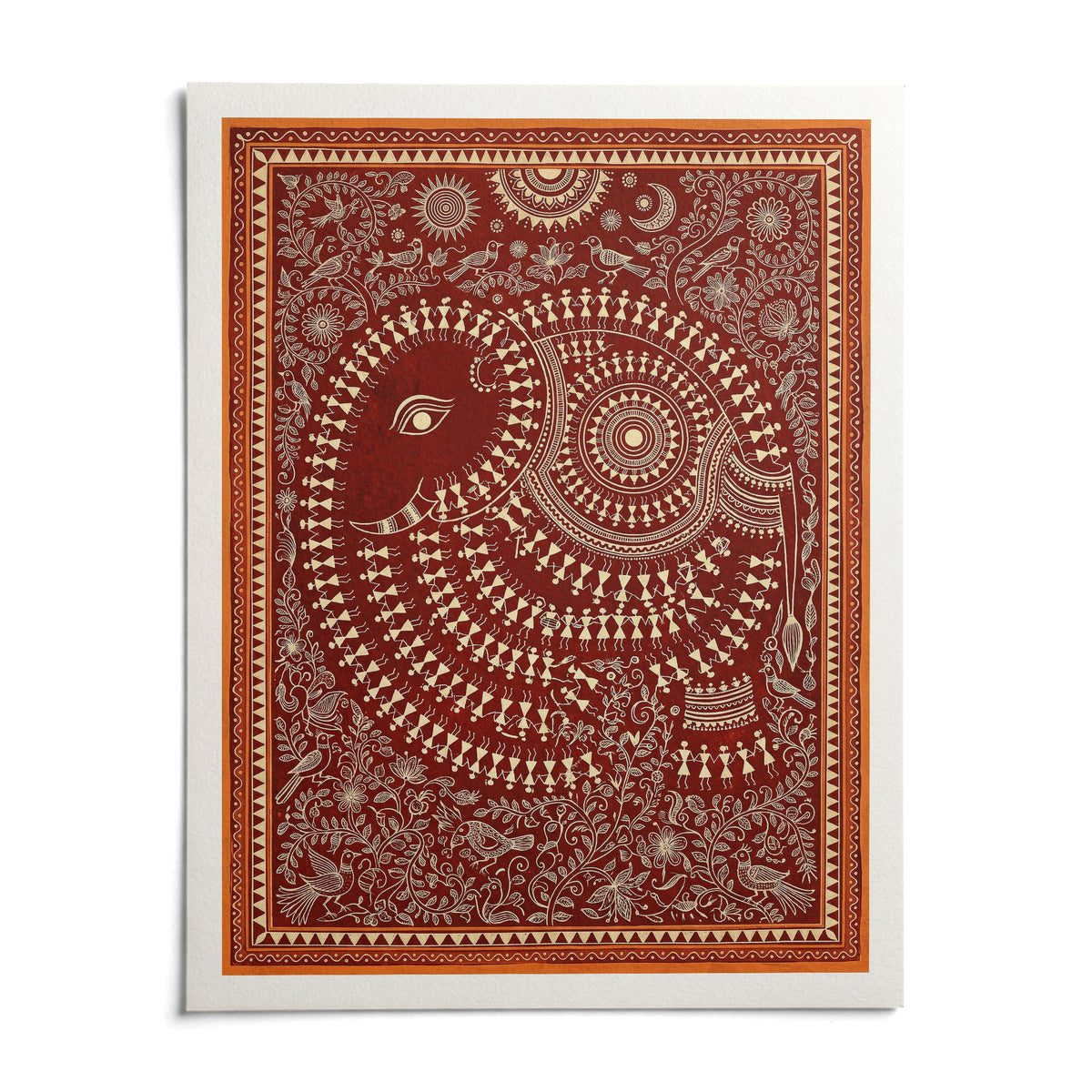 Indian Folk Art Poster, shown as an unframed paper print on a plain white background