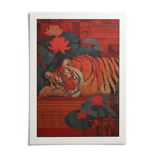 Indian Tiger Wall Art, shown as an unframed paper print on a plain white background
