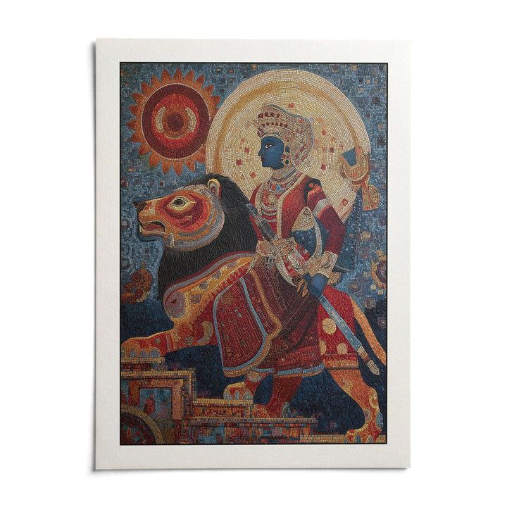 Indian Warrior Wall Art, shown as an unframed paper print on a plain white background
