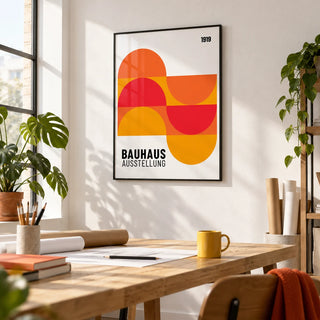 Inexpensive Artwork, framed on the wall of a bright design studio with a white wall in a home office