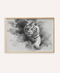Landscape tiger print in black and white ink for modern living room