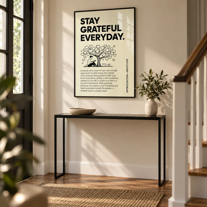 Inspirational Sayings Posters, framed on the wall of a welcoming entrance hall with a cream wall