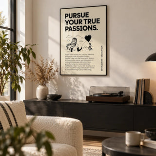 Inspirational Wall Art, framed on the wall of a first-flat living room (22-28) with a warm white wall
