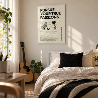 Inspirational Wall Art, framed on the wall of a pretty teenage girl's bedroom (14-17) with a cream wall