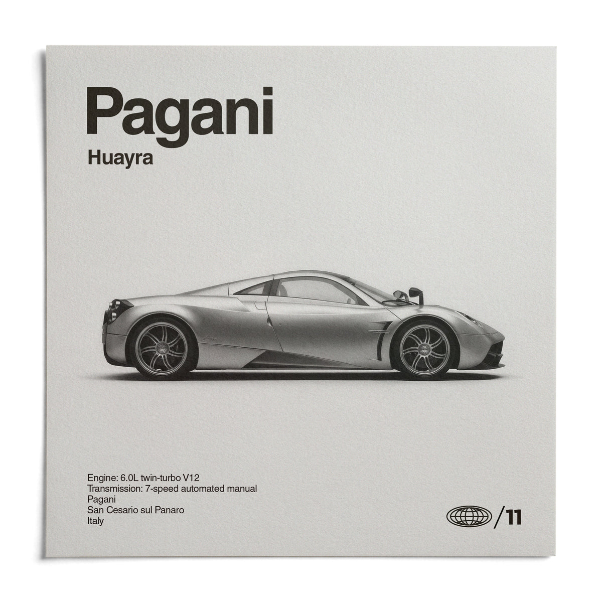 Italian Hypercar Poster, shown as an unframed paper print on a plain white background