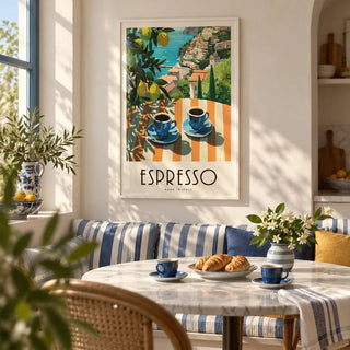 Italian Kitchen Painting, framed on the wall of a breakfast nook