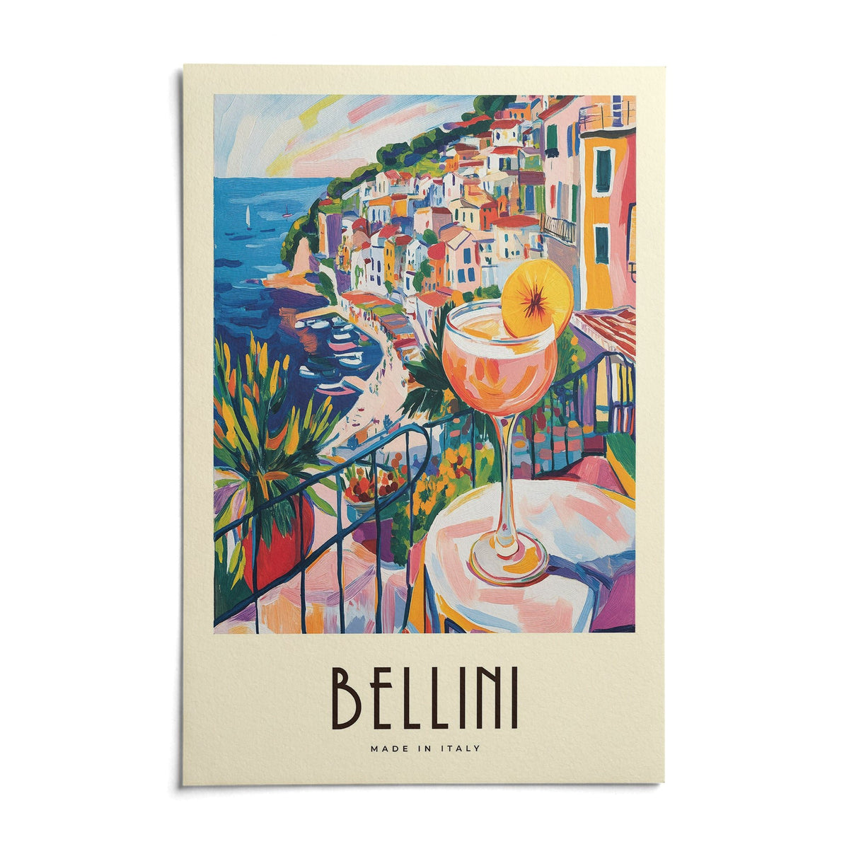 Italian Style Cocktail Wall Art, shown as an unframed paper print on a plain white background