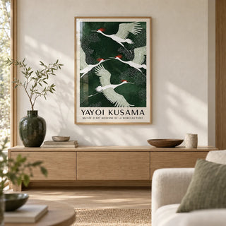 Japandi Wall Art, framed on the wall of a calm Japandi living room with a warm white limewashed wall and a pale oak floor