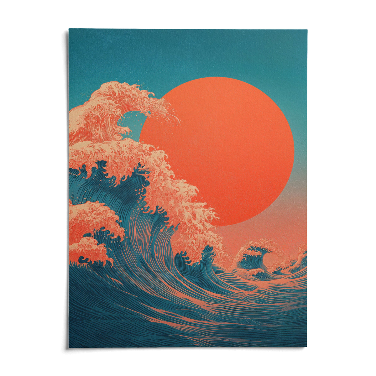 Japandi Waves Print, shown as an unframed paper print on a plain white background