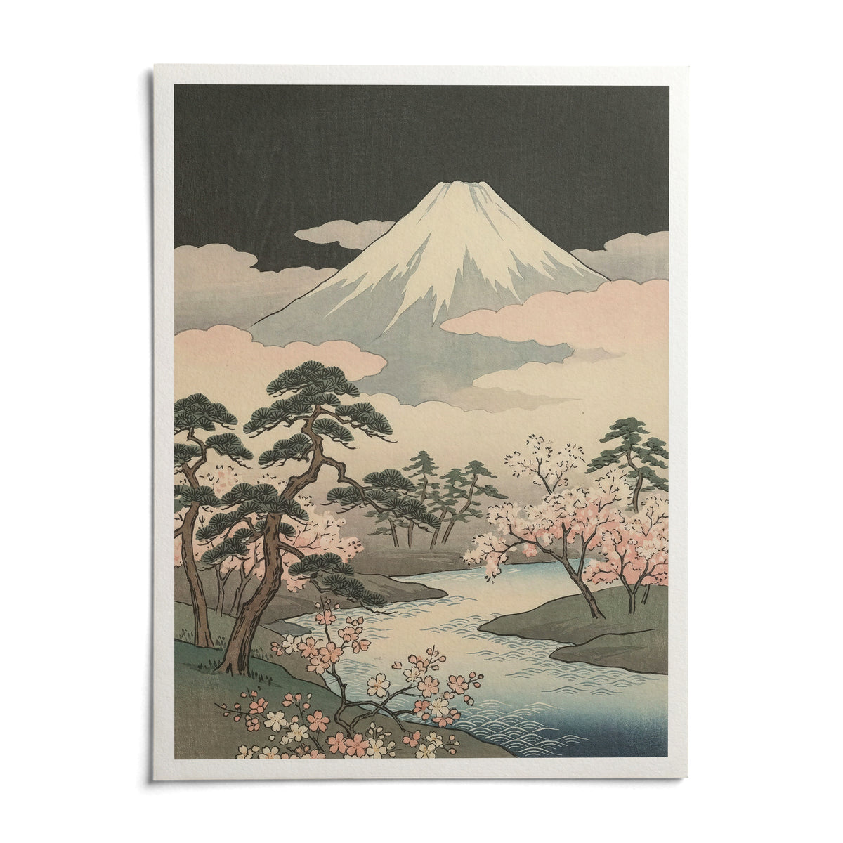 Japanese Art Mountains, shown as an unframed paper print on a plain white background
