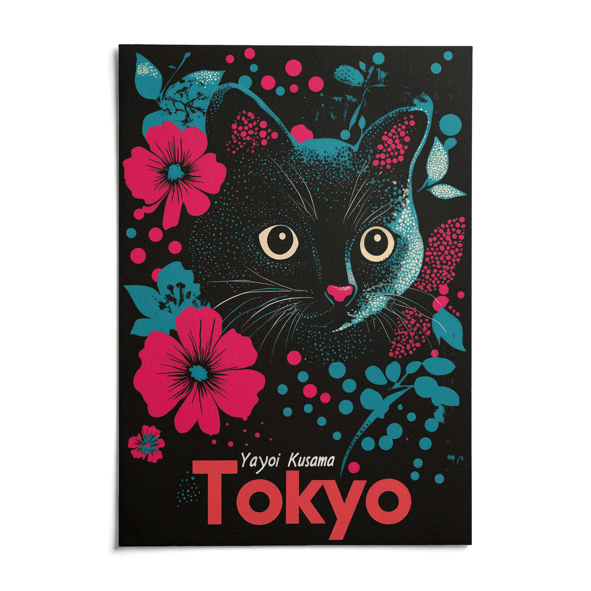 Japanese Cat Art, shown as an unframed paper print on a plain white background
