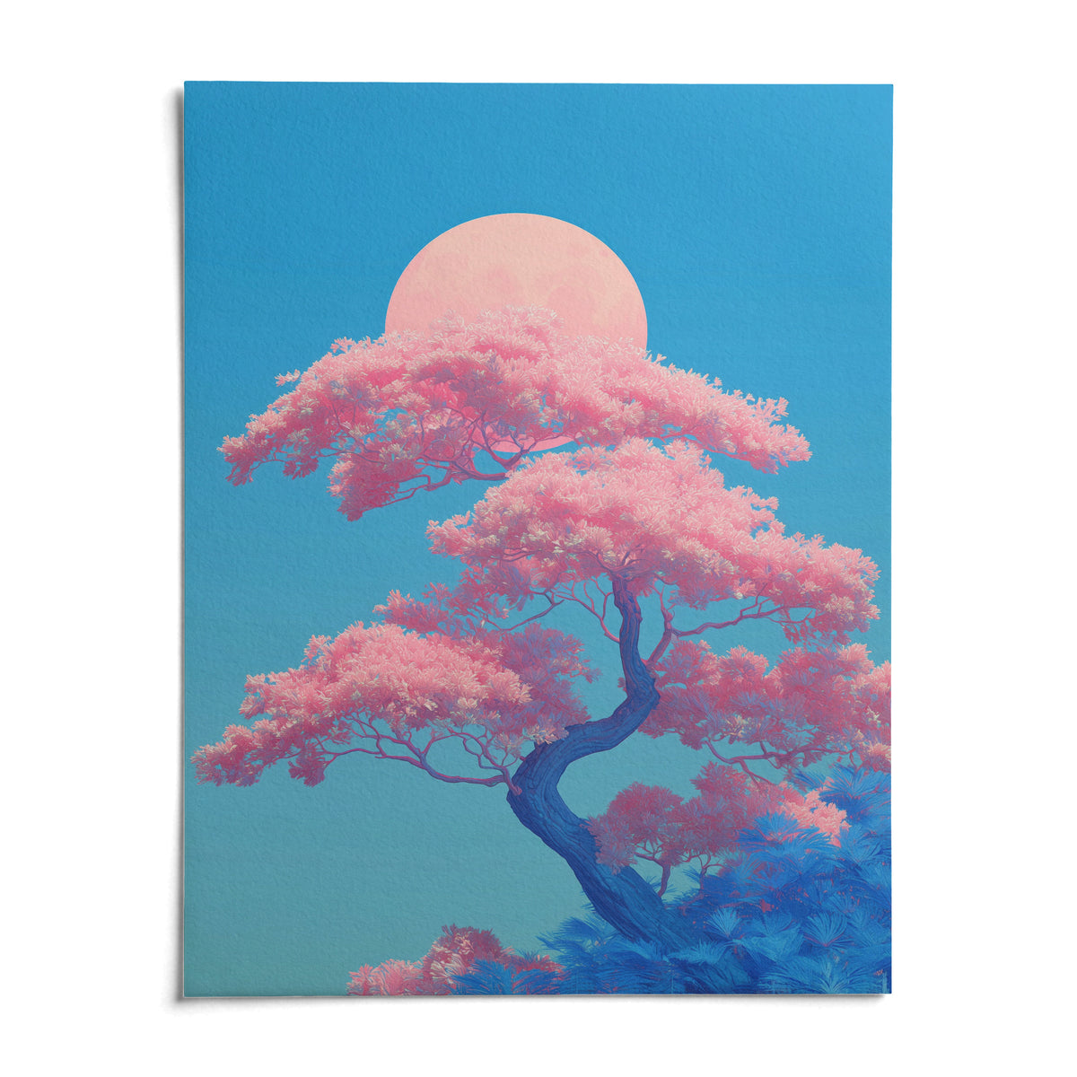 Japanese Cherry Blossom Print, shown as an unframed paper print on a plain white background
