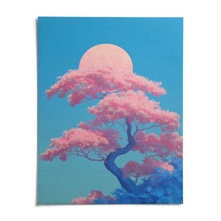 Japanese Cherry Blossom Print, shown as an unframed paper print on a plain white background