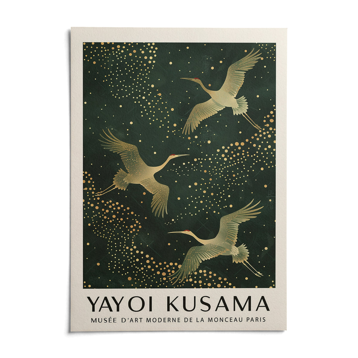 Japanese Crane Print, shown as an unframed paper print on a plain white background