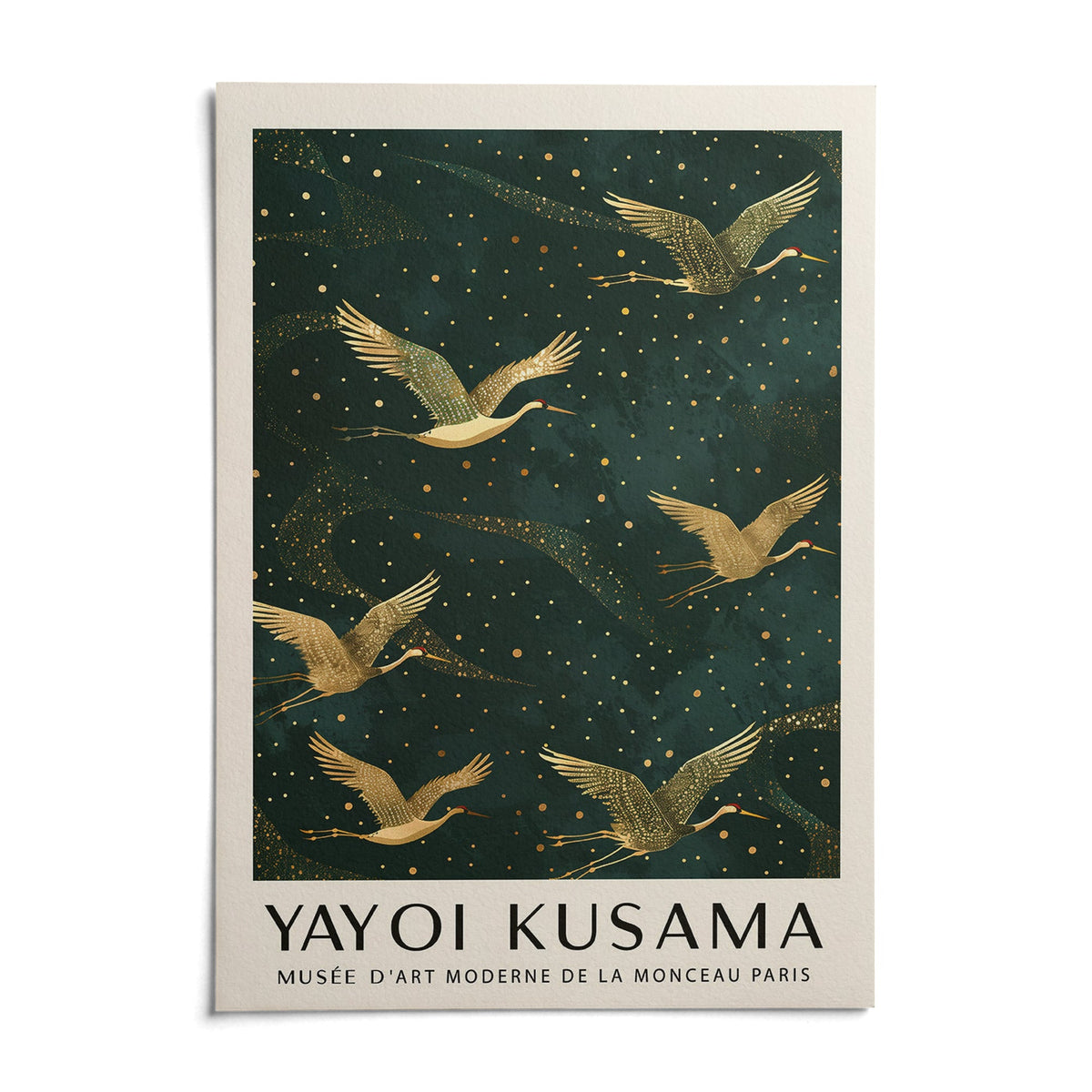 Golden Cranes II as it arrives: an unframed matte paper print