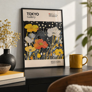 Japanese Decor, a small A4 framed print leaning on a black desk