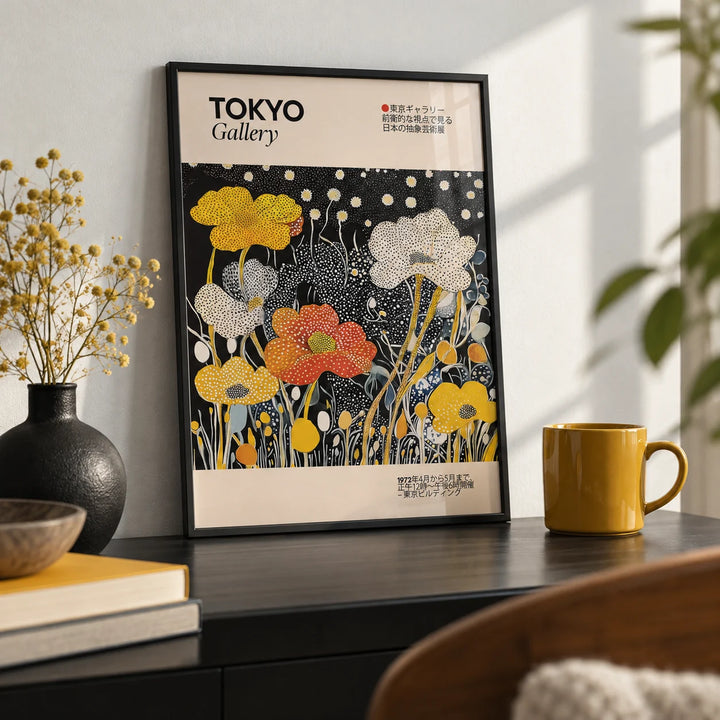 Japanese Decor, a small A4 framed print leaning on a black desk