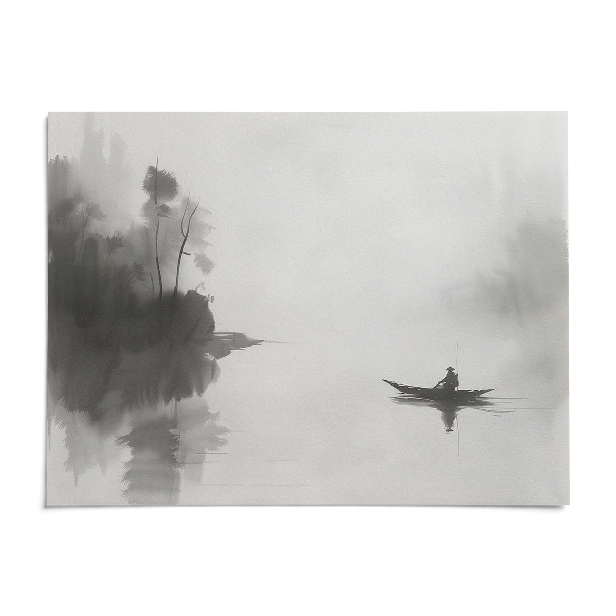 Japanese Fisherman Art, shown as an unframed paper print on a plain white background