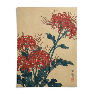 Japanese Floral Wall Art, shown as an unframed paper print on a plain white background