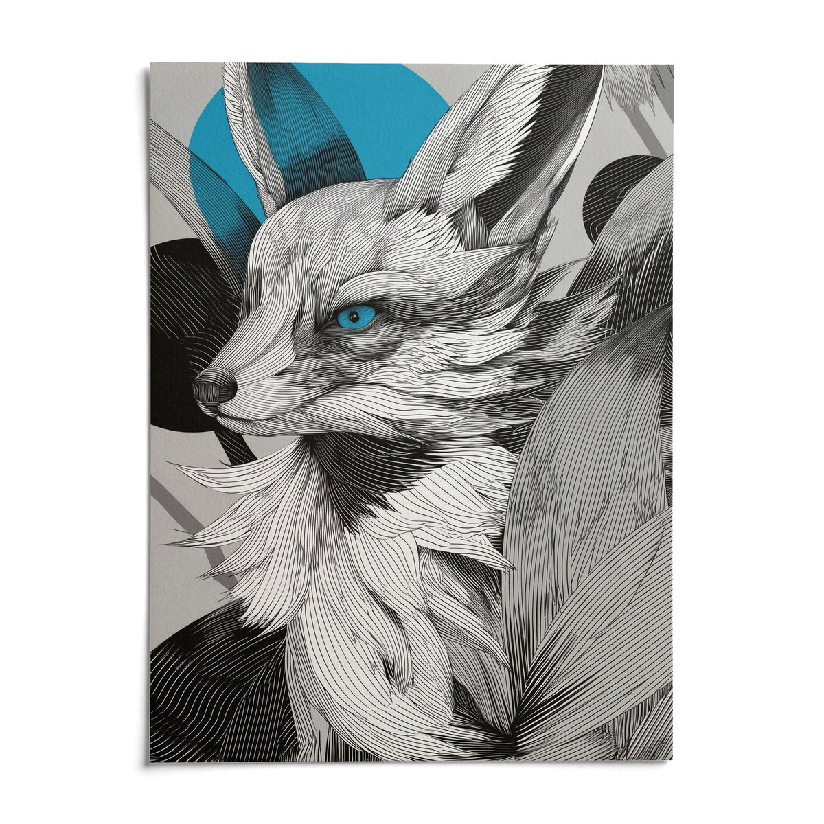 Japanese Fox Print, shown as an unframed paper print on a plain white background