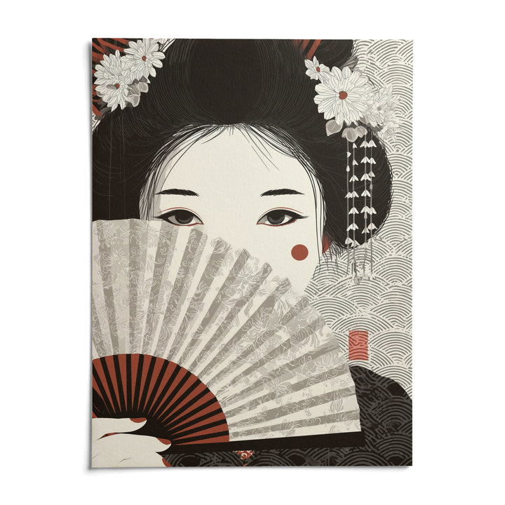 Japanese Geisha Art, shown as an unframed paper print on a plain white background