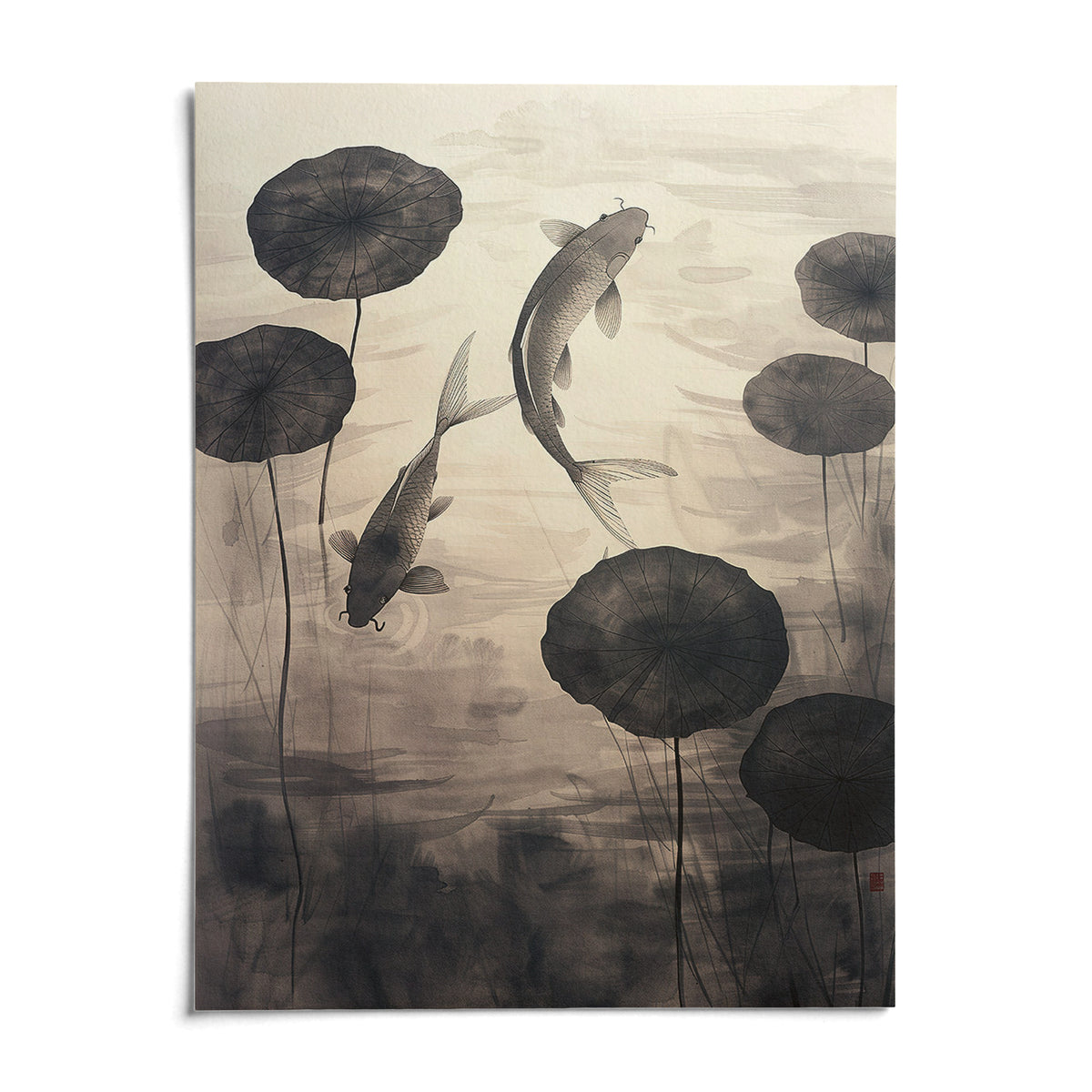 Japanese Ink Art, shown as an unframed paper print on a plain white background