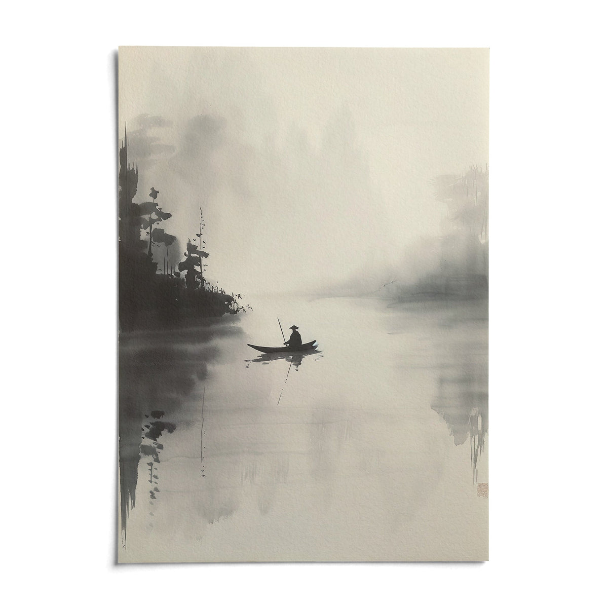 River Stillness as it arrives: an unframed matte paper print