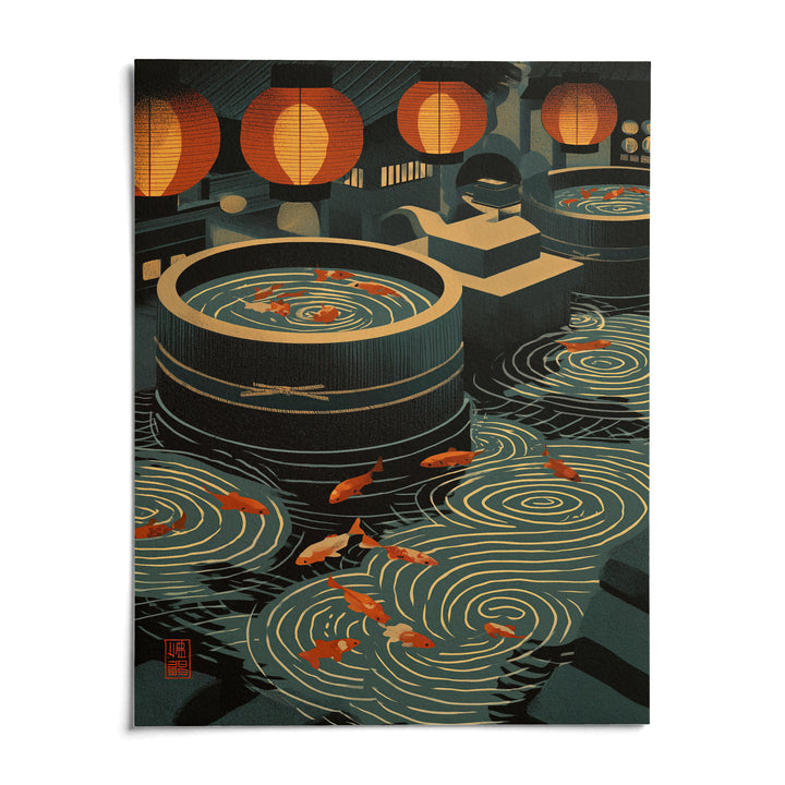 Japanese Koi Art Print, shown as an unframed paper print on a plain white background