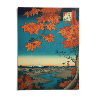 Japanese Landscape Art Print, shown as an unframed paper print on a plain white background