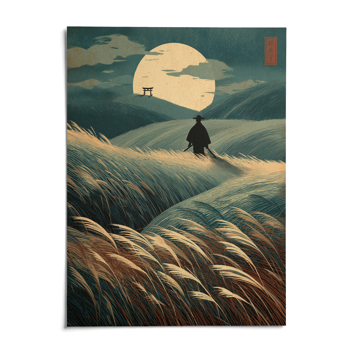 Japanese Landscape Art, shown as an unframed paper print on a plain white background