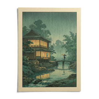 Japanese Landscape Wall Art, shown as an unframed paper print on a plain white background