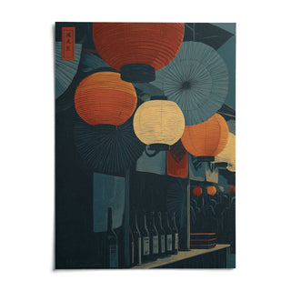 Japanese Lantern Wall Art, shown as an unframed paper print on a plain white background