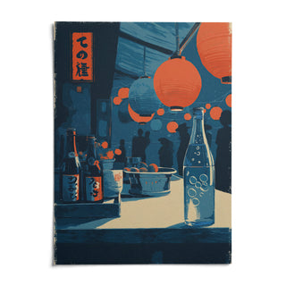 Japanese Market Wall Art, shown as an unframed paper print on a plain white background