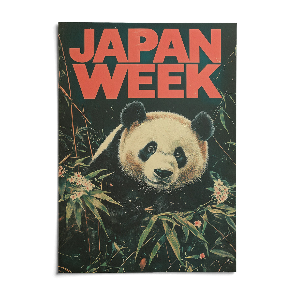 Japanese Panda Art, shown as an unframed paper print on a plain white background