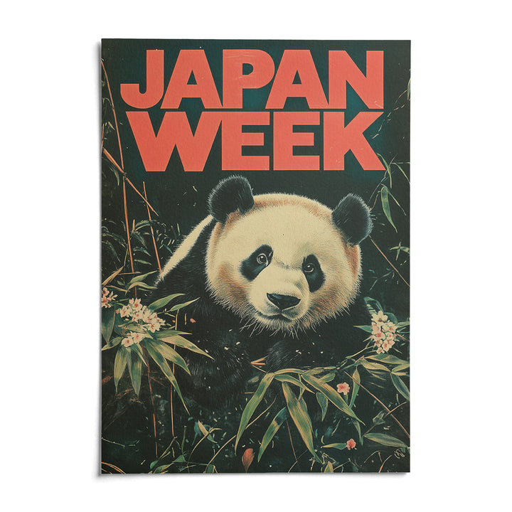 Japanese Panda Art, shown as an unframed paper print on a plain white background