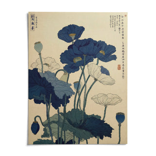 Japanese Poppy Wall Art, shown as an unframed paper print on a plain white background
