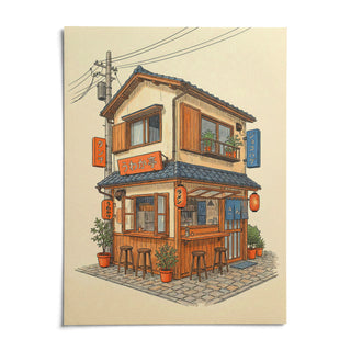 Japanese Restaurant Wall Art, shown as an unframed paper print on a plain white background