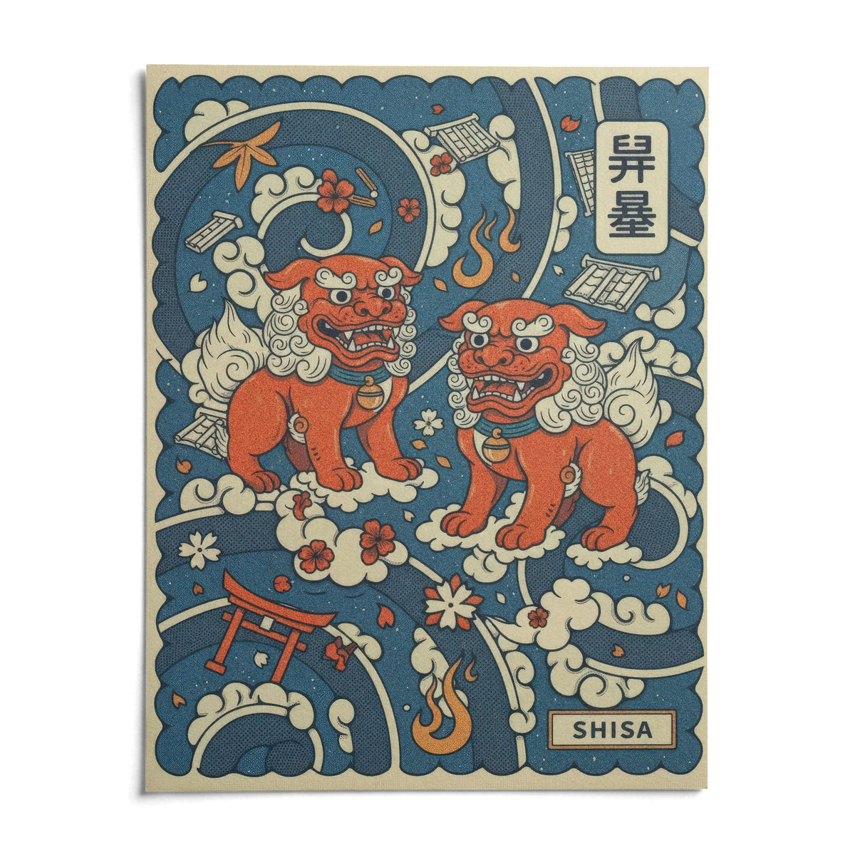 Shisa Art, shown as an unframed paper print on a plain white background